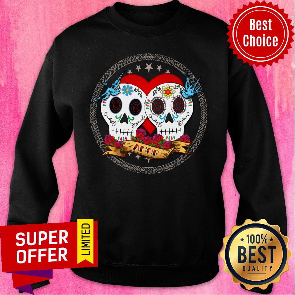 Amor Sugar Skull Couple Dia De Muertos Shirt