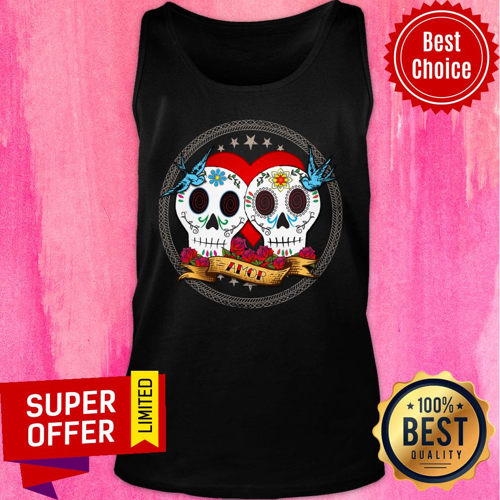 Amor Sugar Skull Couple Dia De Muertos Shirt