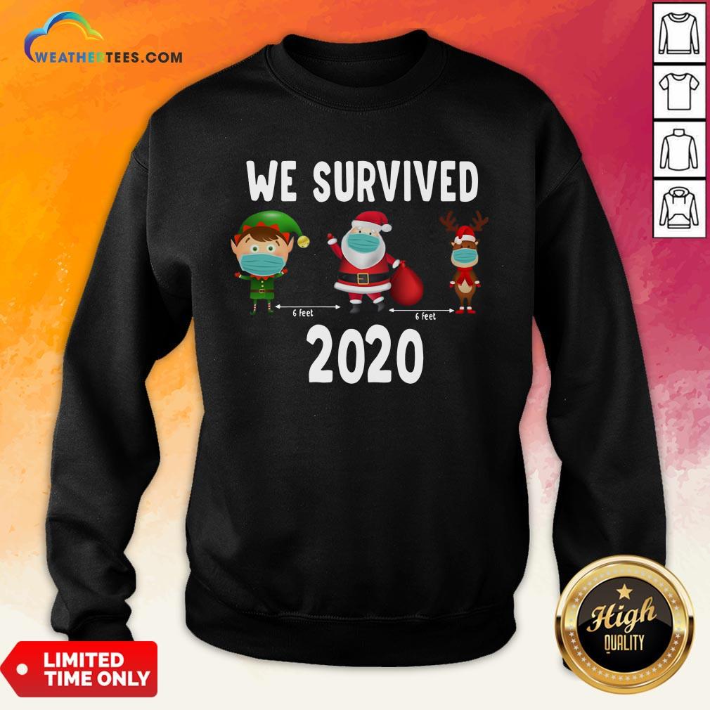 Awesome Elf Santa Claus Reindeer 6 Feet We Survived 2020 Christmas Shirt