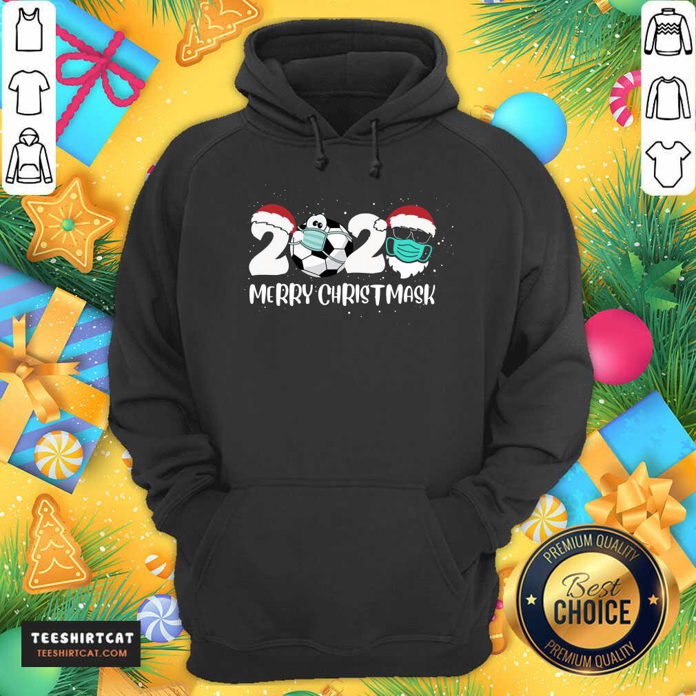 Awesome Merry Christ Mask 2020 Santa Soccer Sport Quarantine Christmas Shirt