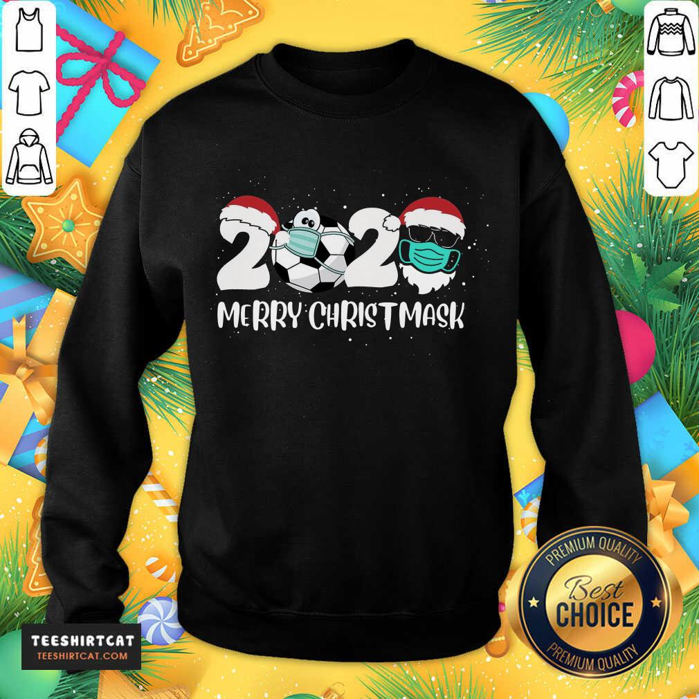 Awesome Merry Christ Mask 2020 Santa Soccer Sport Quarantine Christmas Shirt
