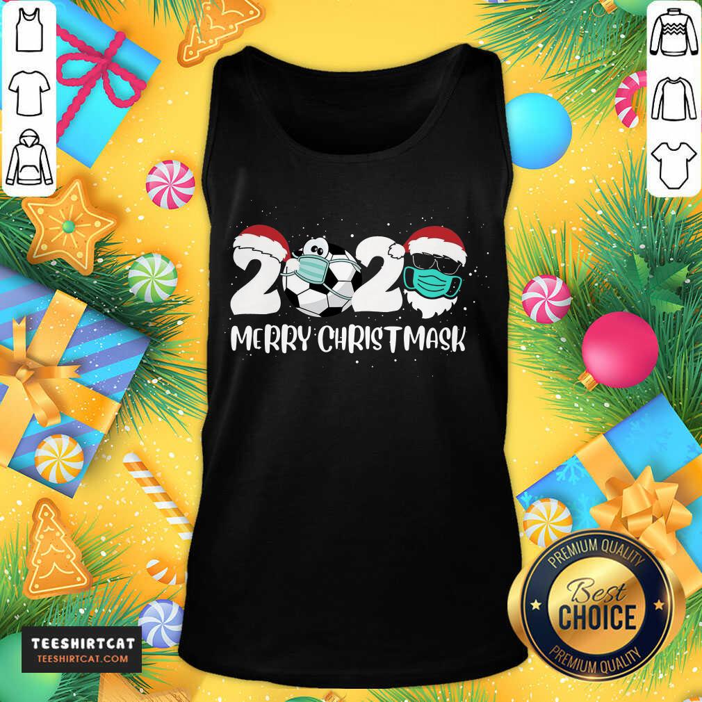 Awesome Merry Christ Mask 2020 Santa Soccer Sport Quarantine Christmas Shirt