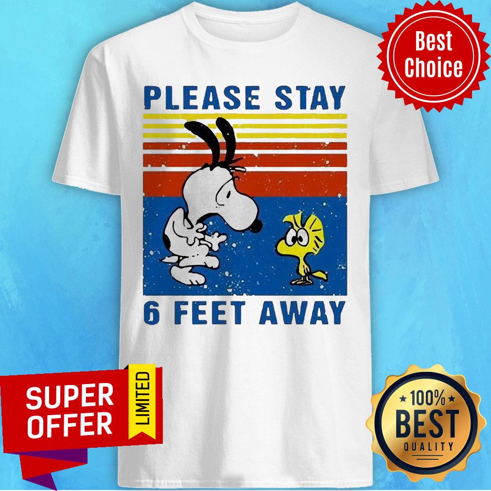Awesome Snoopy And Woodstock Please Stay 6 Feet Away Vintage Shirt