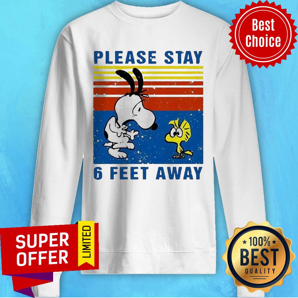 Awesome Snoopy And Woodstock Please Stay 6 Feet Away Vintage Shirt