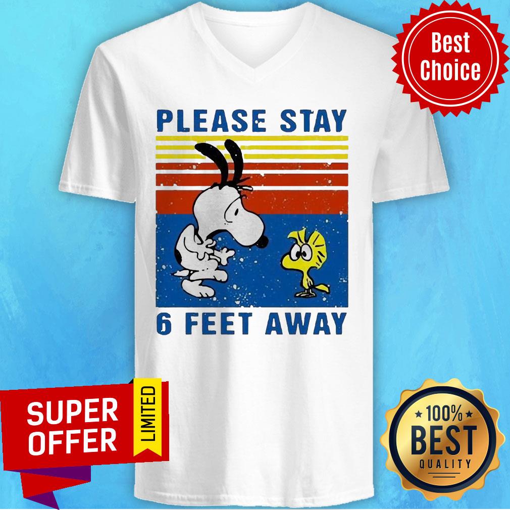 Awesome Snoopy And Woodstock Please Stay 6 Feet Away Vintage Shirt