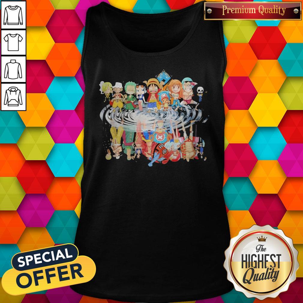 Chibi Characters One Piece Reflection Water Mirror Shirt