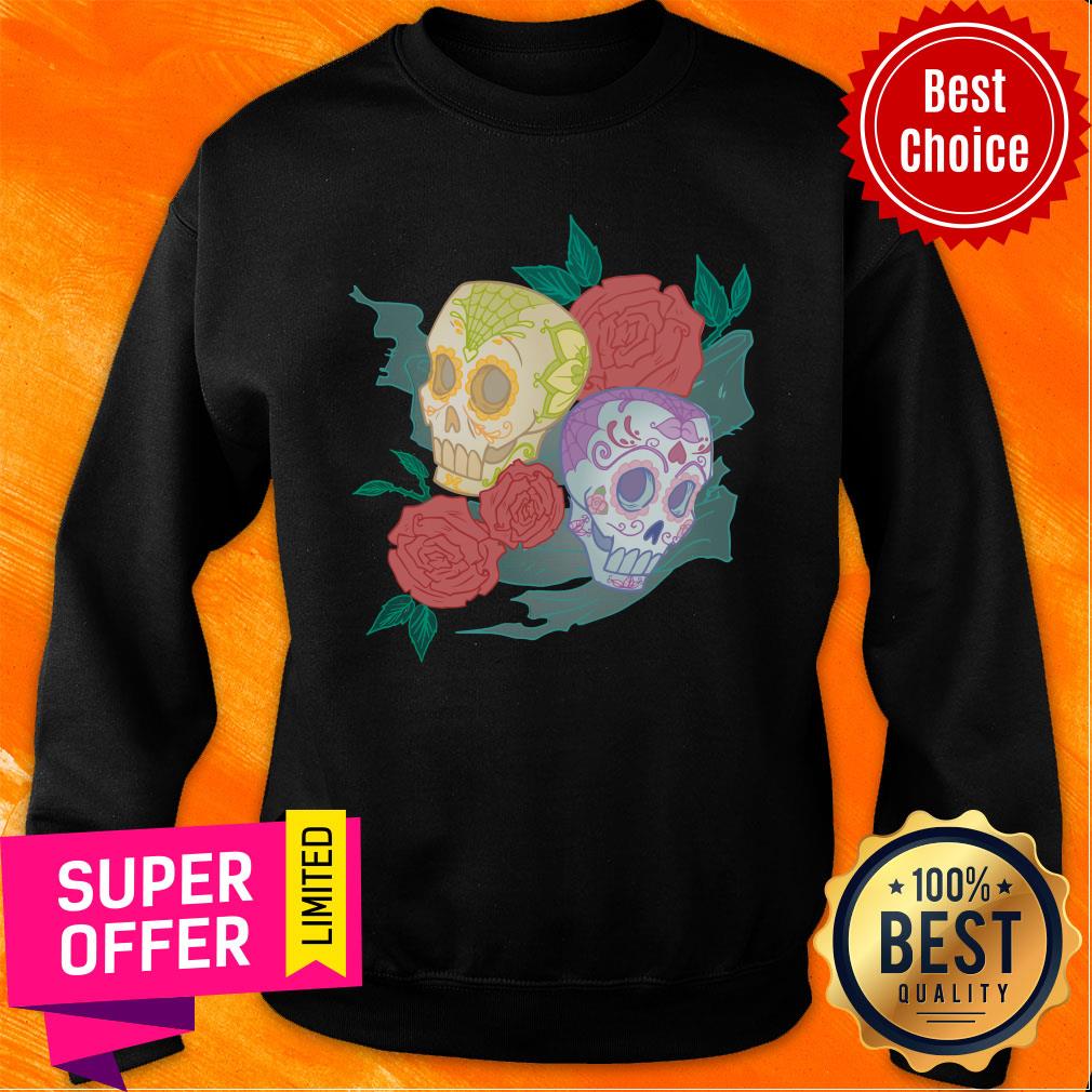 Couple Rose Day Of The Dead Dia De Muertos Sugar Skull Shirt