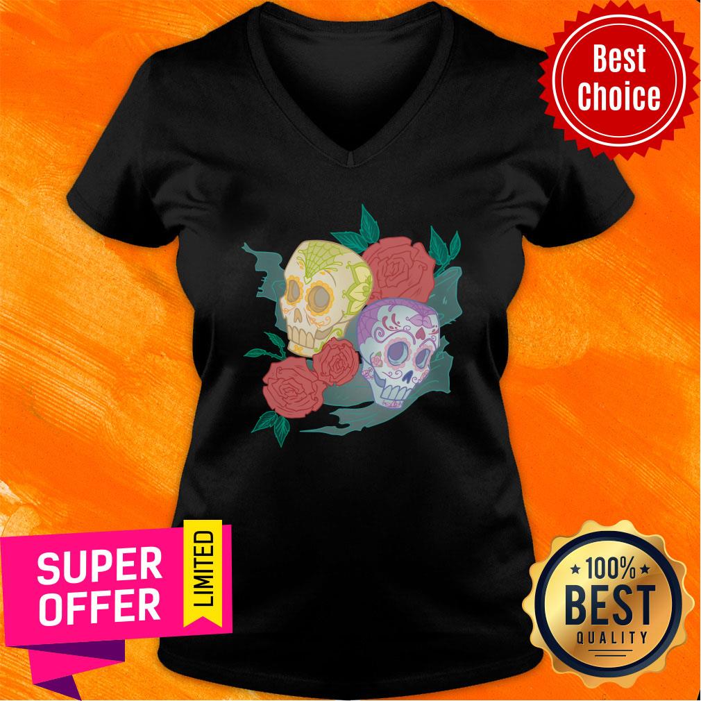 Couple Rose Day Of The Dead Dia De Muertos Sugar Skull Shirt