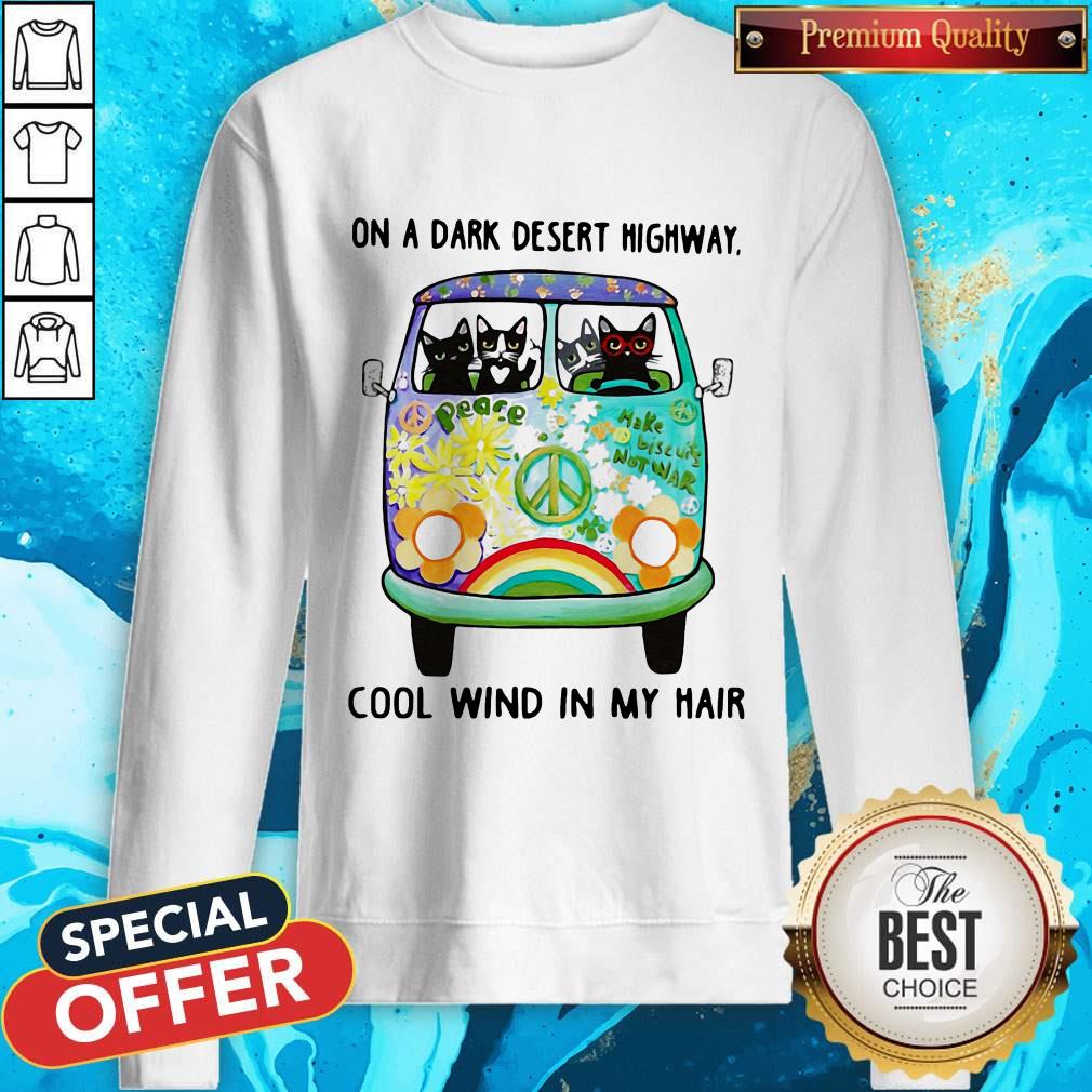 Cute Cats And Hipple Bus On A Dark Desert Highway Cool Wind In My Hair Shirt