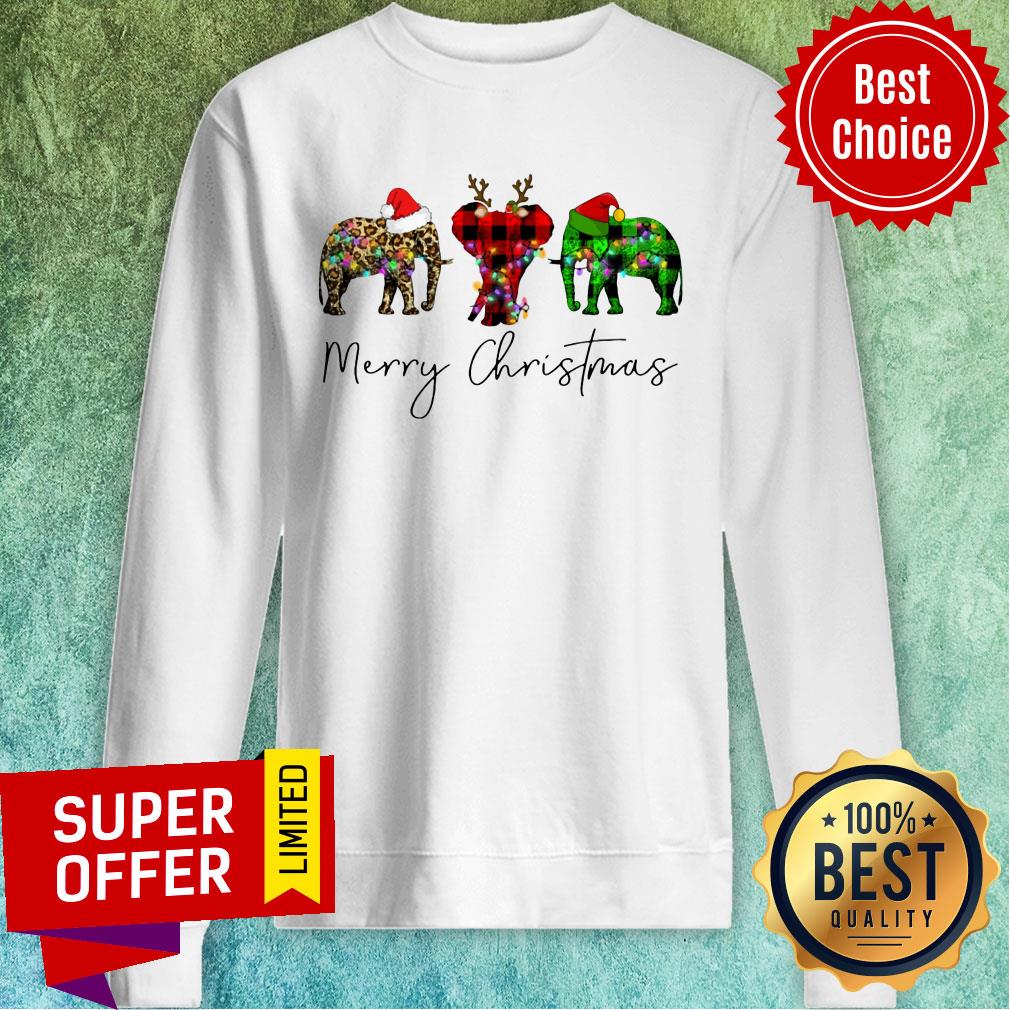 Elephant Merry Christmas Leopard Light Led Shirt