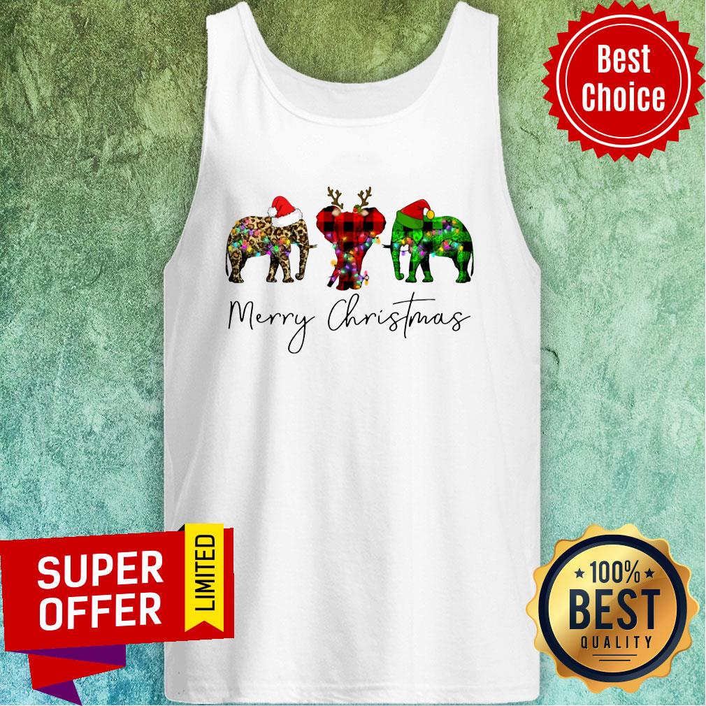 Elephant Merry Christmas Leopard Light Led Shirt