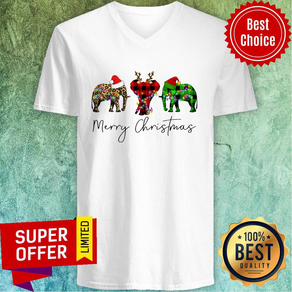 Elephant Merry Christmas Leopard Light Led Shirt