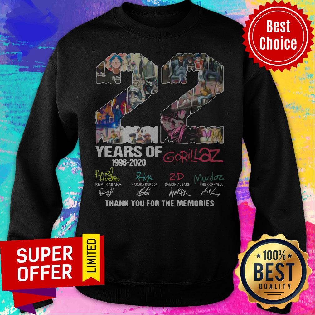 Funny 22 Years Of 1998 2020 Gorillaz Signatures Shirt
