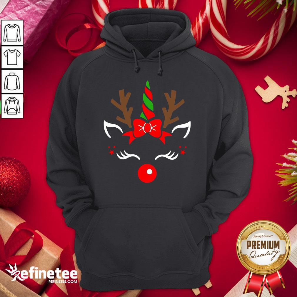 Funny Unicorn Face Reindeer Antlers Christmas Funny Pet Kids Gifts Shirt