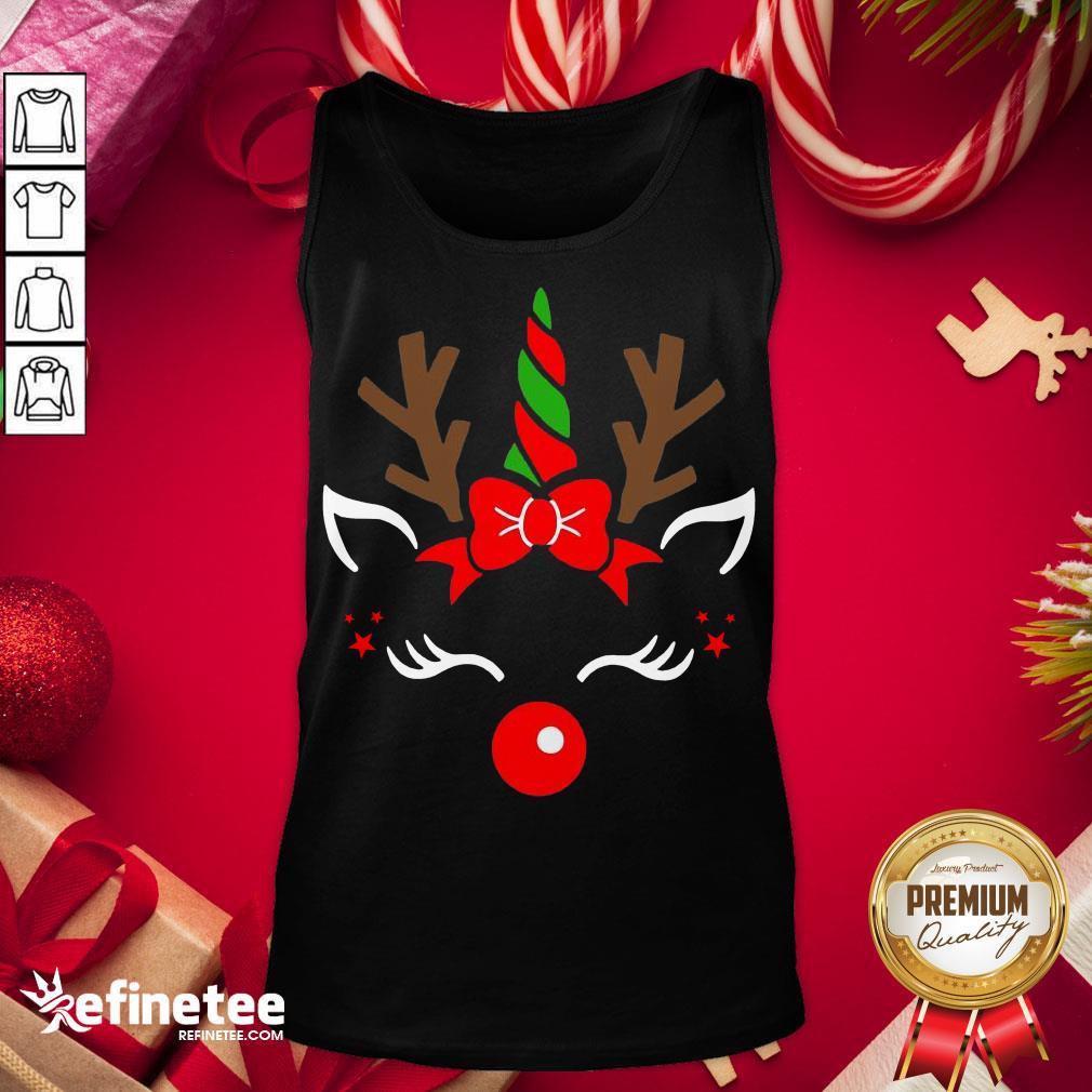 Funny Unicorn Face Reindeer Antlers Christmas Funny Pet Kids Gifts Shirt