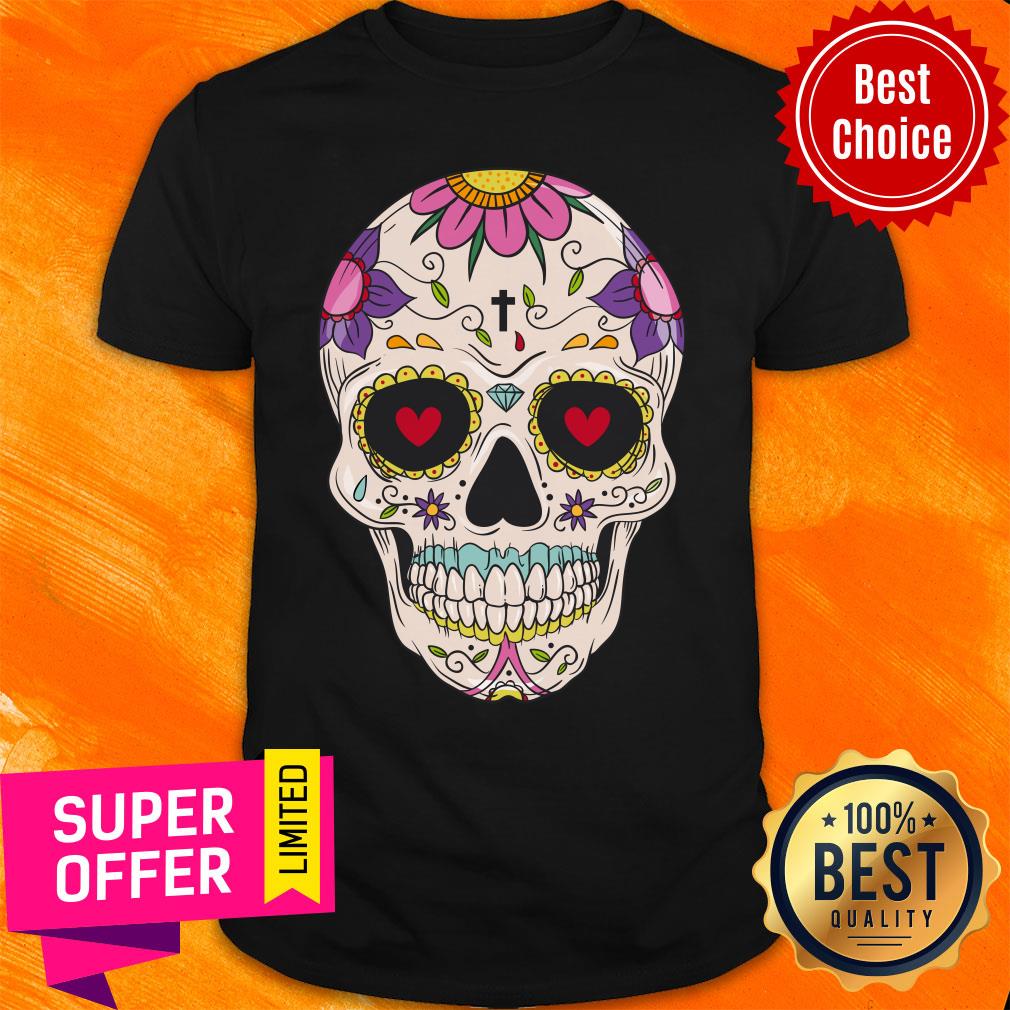 Hand Draw Floral Sugar Skull Sugar Skull Shirt