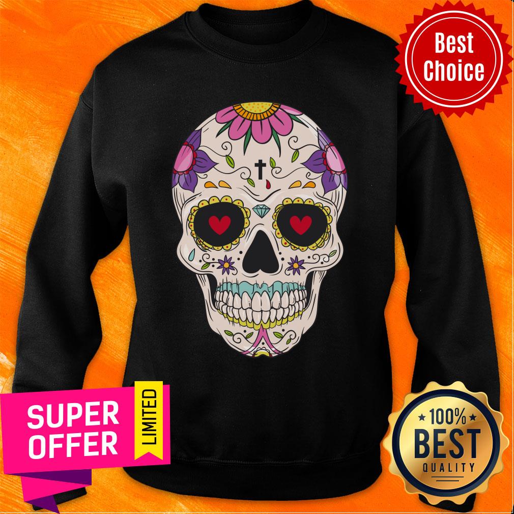 Hand Draw Floral Sugar Skull Sugar Skull Shirt