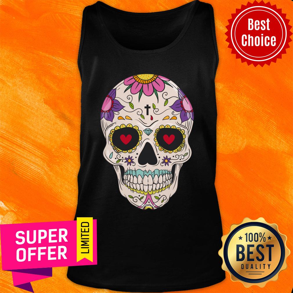Hand Draw Floral Sugar Skull Sugar Skull Shirt