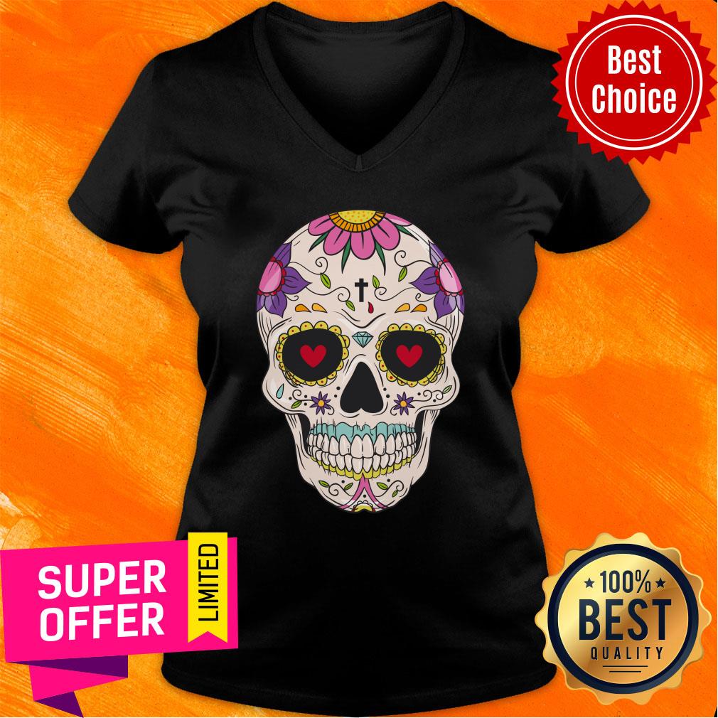Hand Draw Floral Sugar Skull Sugar Skull Shirt