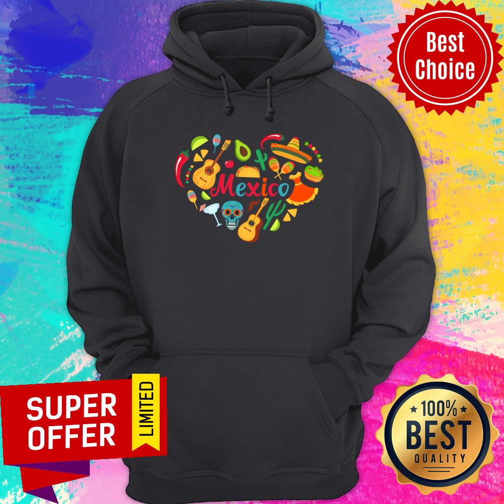 Heart Mexico Skull Guitar Sombrero Shirt