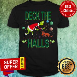 Awesome Santa Grinch And Max Deck The Halls Christmas Shirt