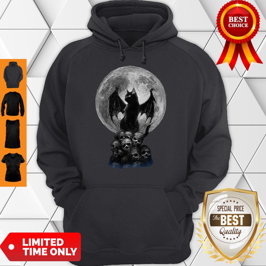 Official Bat And Black Cat Moon Skull Ew People Shirt