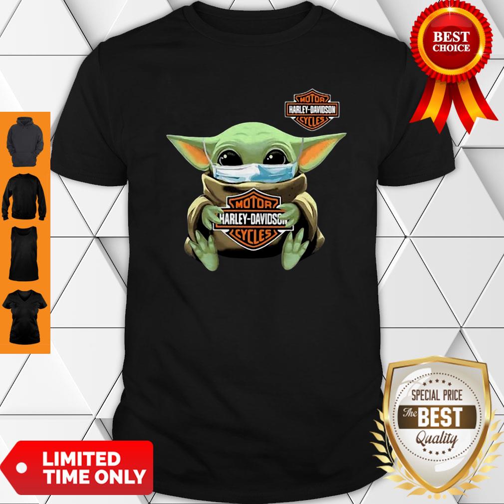 Baby Yoda Mask Motor Harley Davidson Cycles Coronavirus Shirt