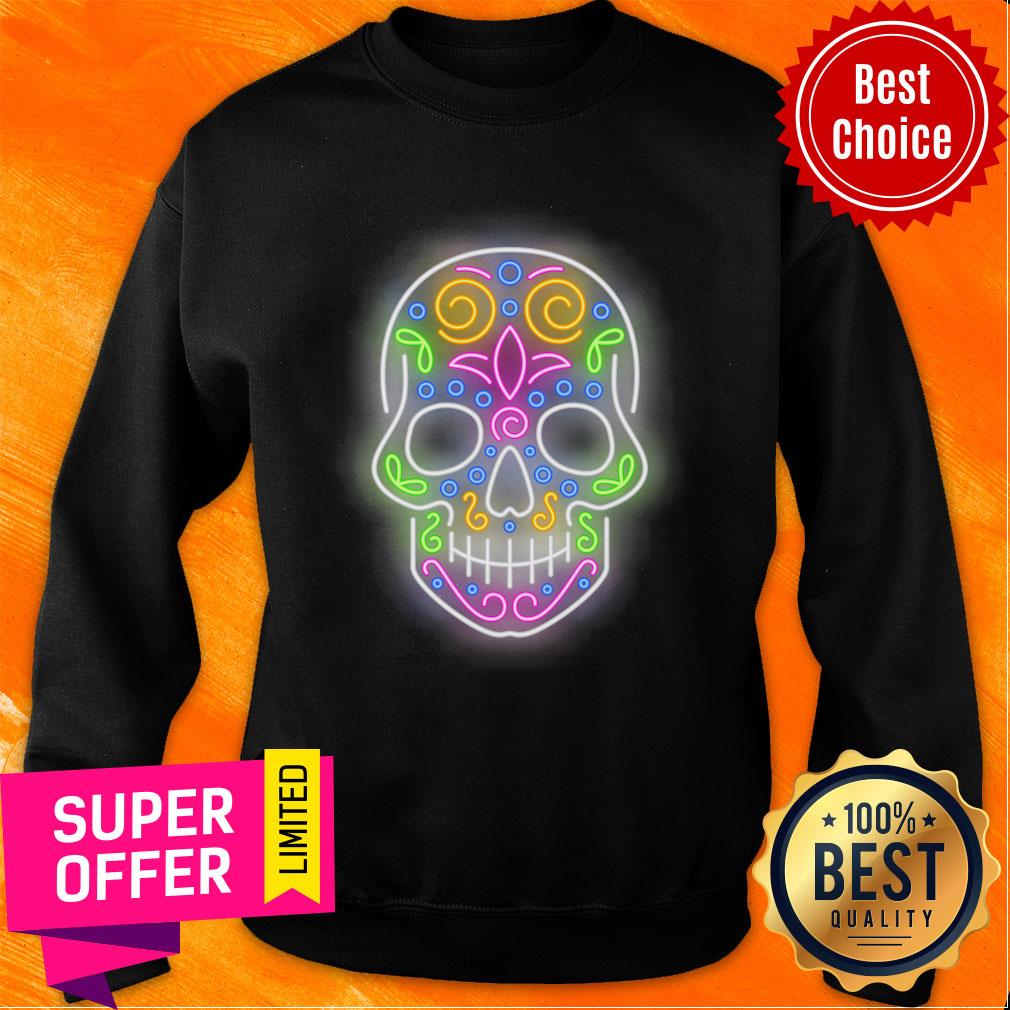 Light Neon Day Of The Dead Muertos Sugar Skull Shirt