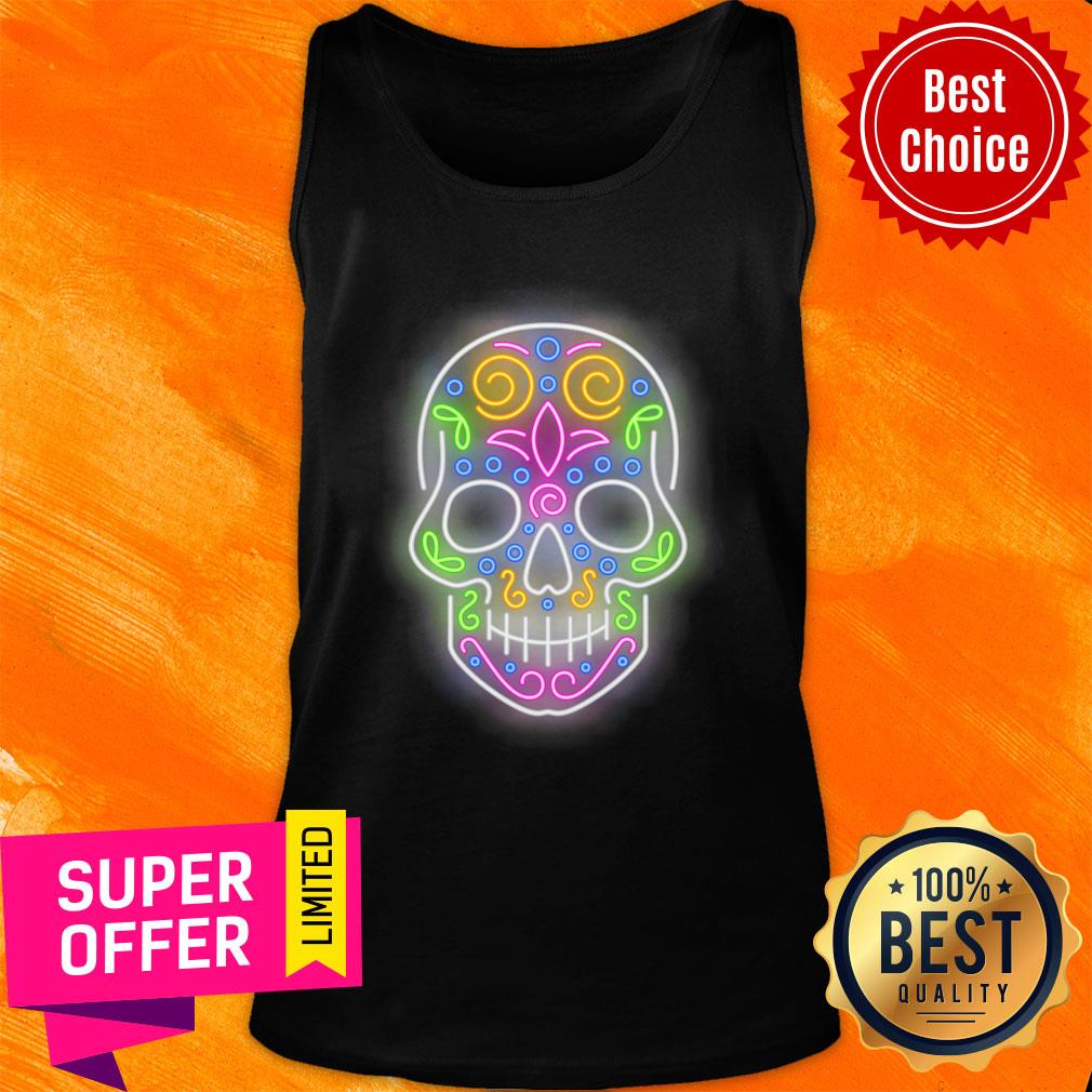 Light Neon Day Of The Dead Muertos Sugar Skull Shirt