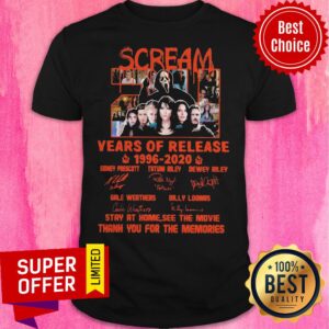 Scream 24 Years Of Release 1996 2020 Signatures Stay At Home See The Movie Signatures Shirt
