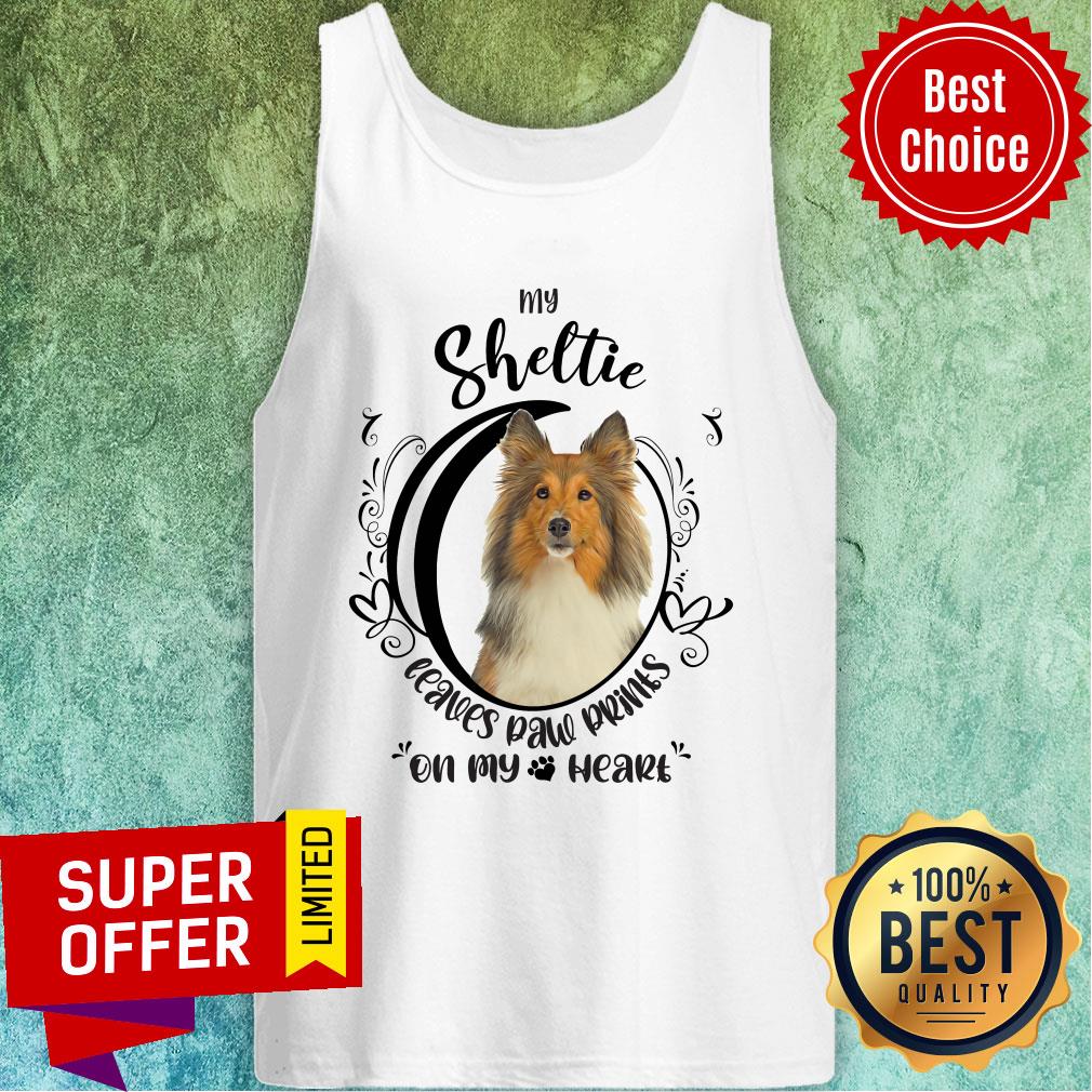 My Sheltie Leaves Paw Prints On My Heart Dog Shirt