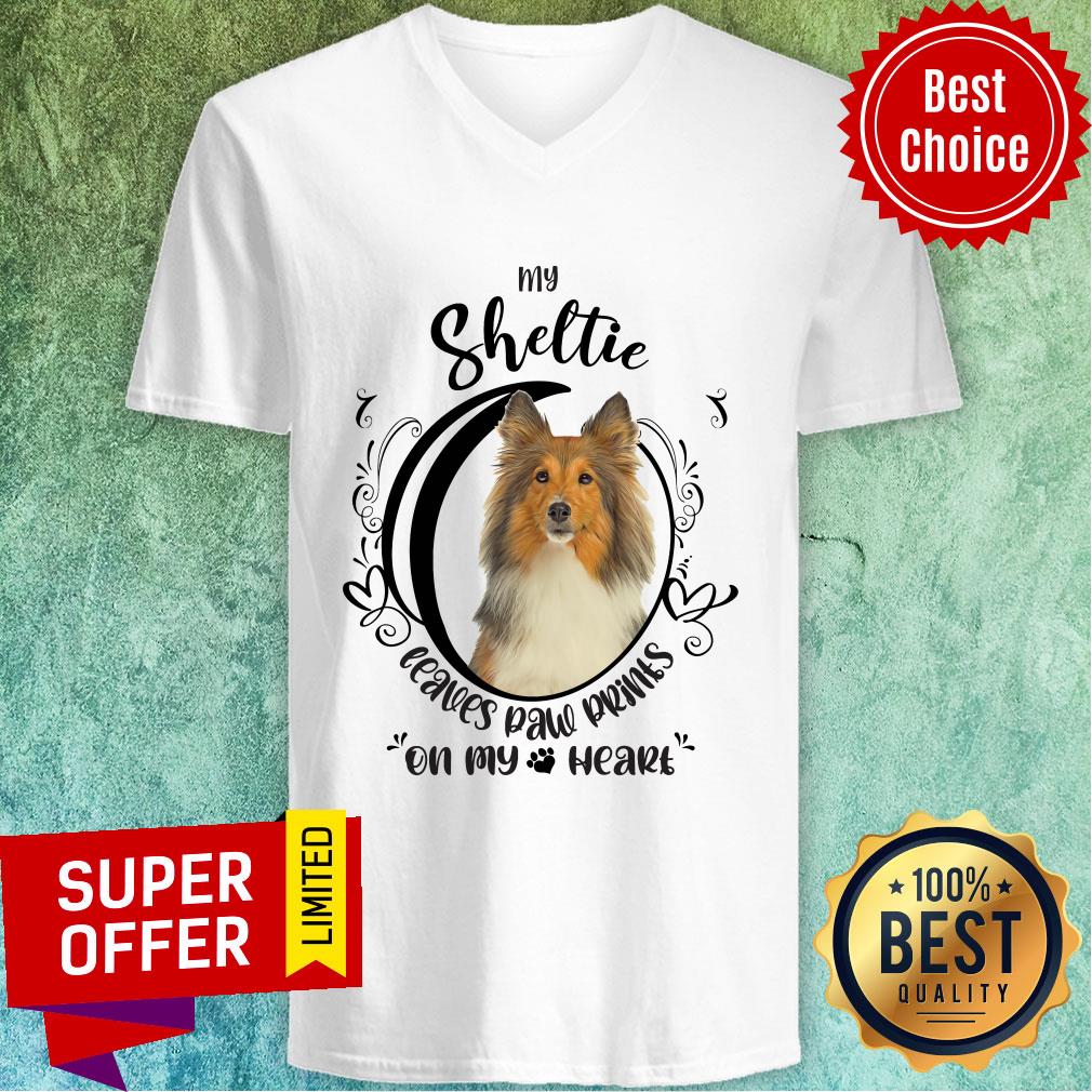 My Sheltie Leaves Paw Prints On My Heart Dog Shirt