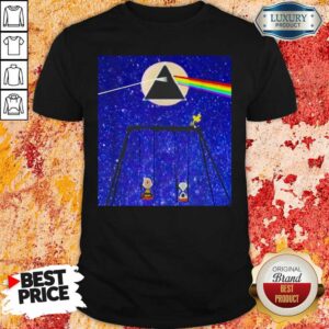Perfect Snoopy Woodstock And Friend Watching Moon Pink Floyd Shirt