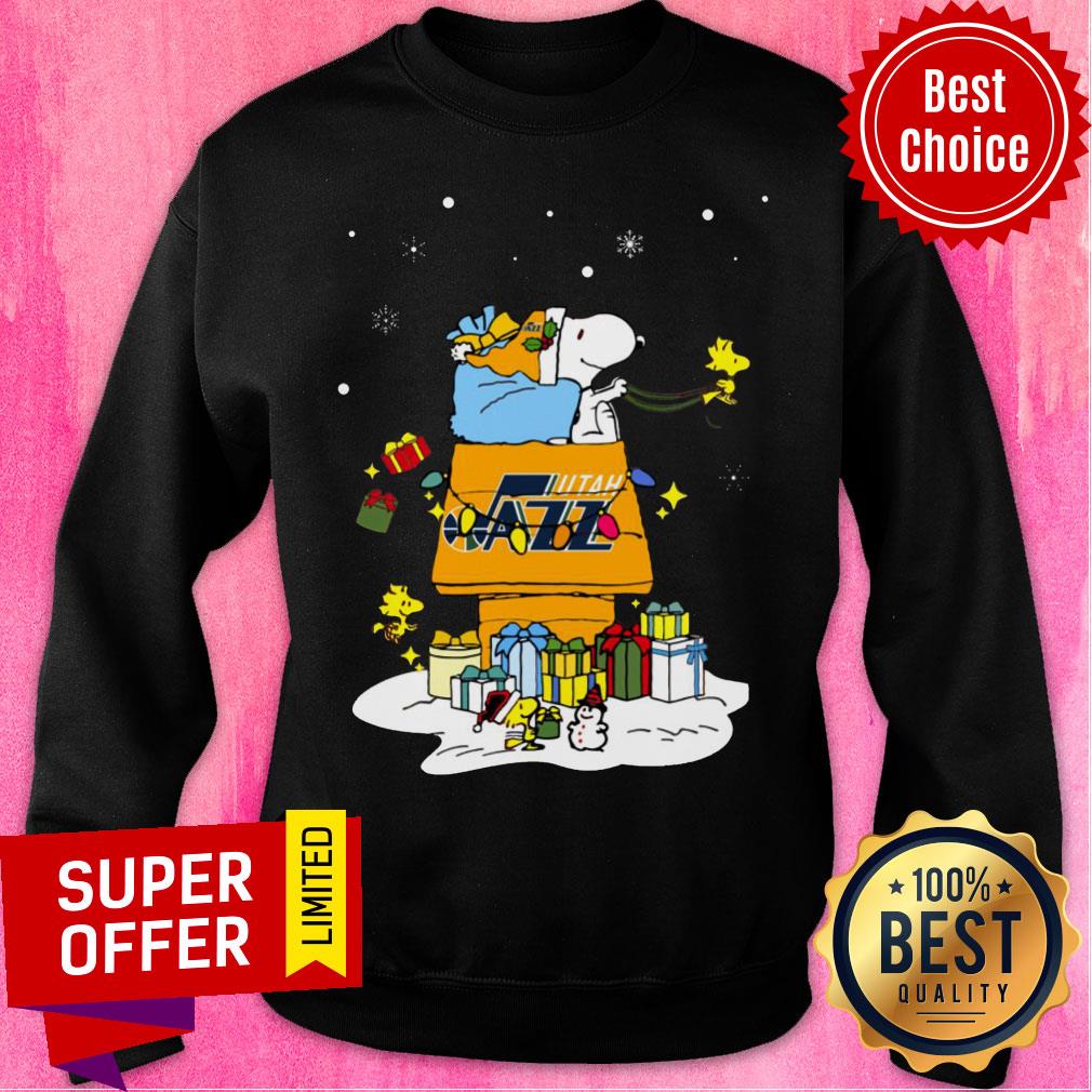 Nice Utah Jazz Santa Snoopy Wish You A Merry Christmas Shirt