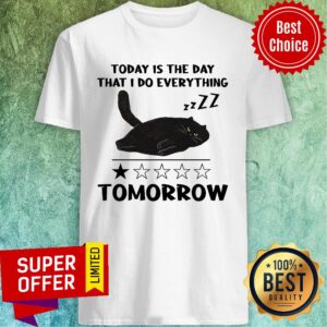 Lazy Black Cat Today Is The Day That I Do Everything Tomorrow Shirt