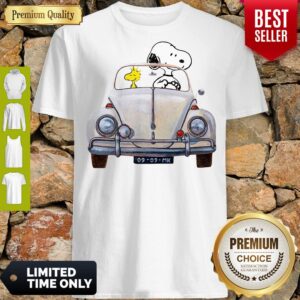 Nice Snoopy And Woodstock Driving Volkswagen Beetle Shirt