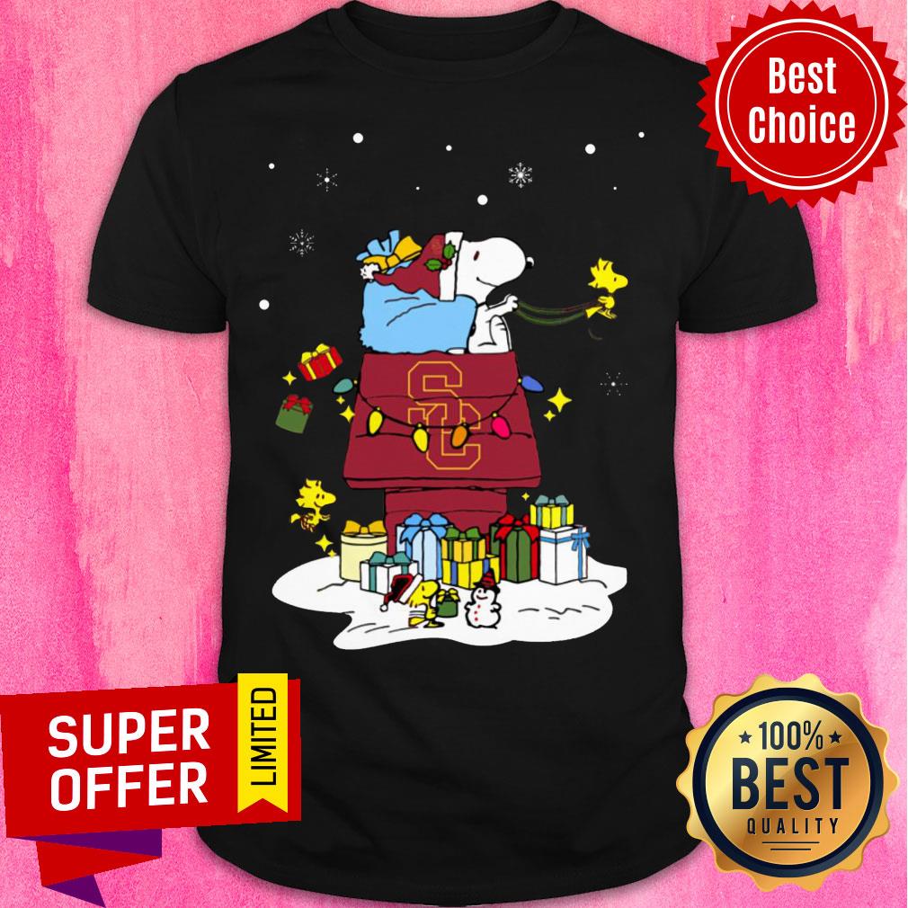 Premium USC Trojans Santa Snoopy Wish You A Merry Christmas Shirt