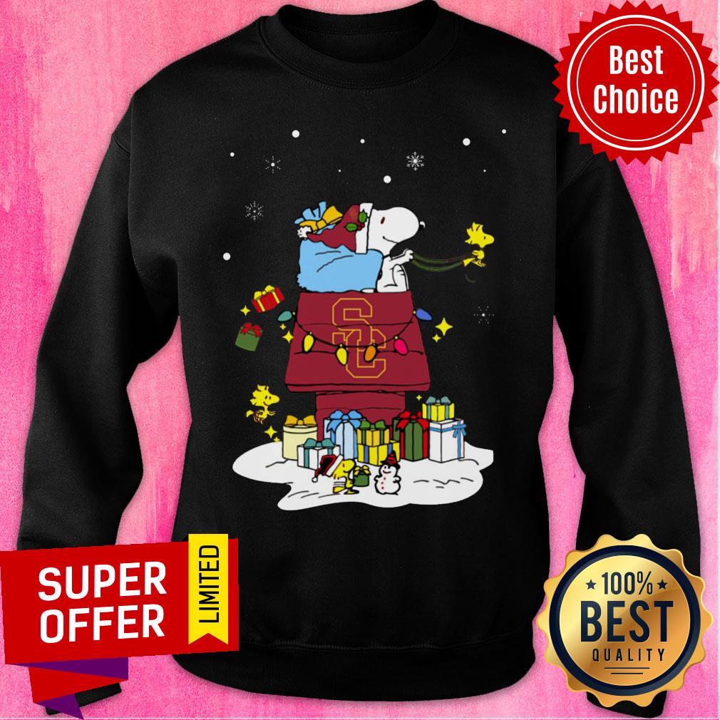 Premium USC Trojans Santa Snoopy Wish You A Merry Christmas Shirt