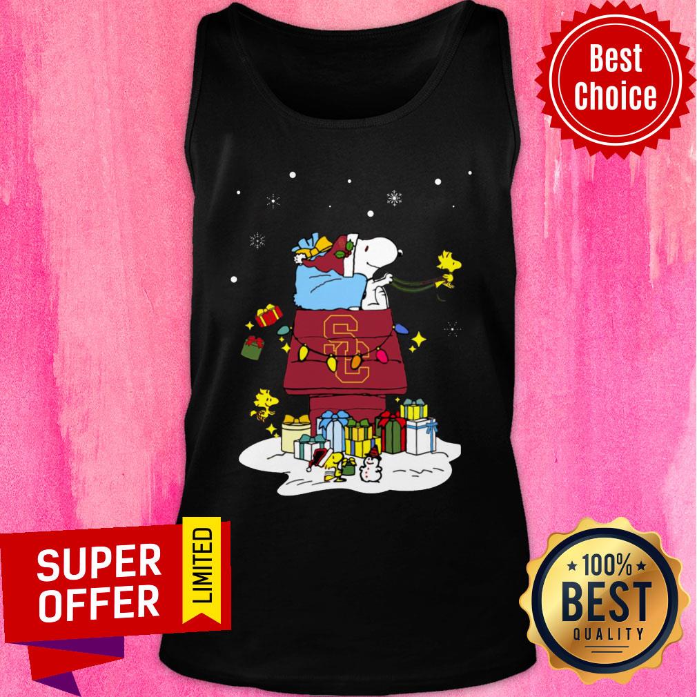 Premium USC Trojans Santa Snoopy Wish You A Merry Christmas Shirt