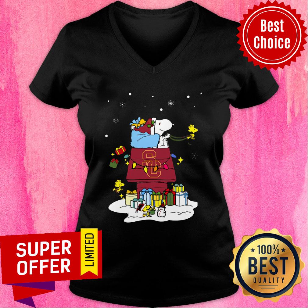 Premium USC Trojans Santa Snoopy Wish You A Merry Christmas Shirt