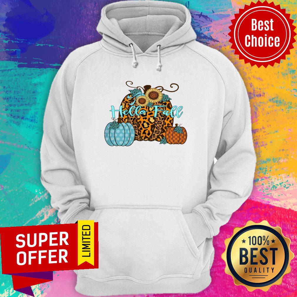 Pumpkin Hello Fall Mini Cheetah Flower Halloween Shirt