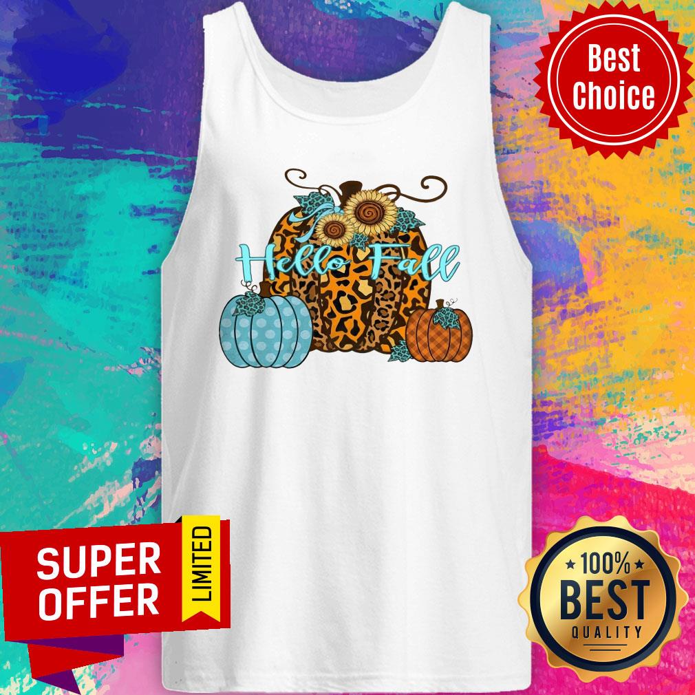 Pumpkin Hello Fall Mini Cheetah Flower Halloween Shirt