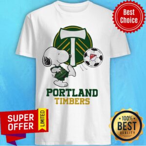 Top Snoopy Playing Soccer Portland Timbers Shirt