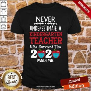 Never Underestimate A Kindergarten Teacher Survived 2020 Shirt