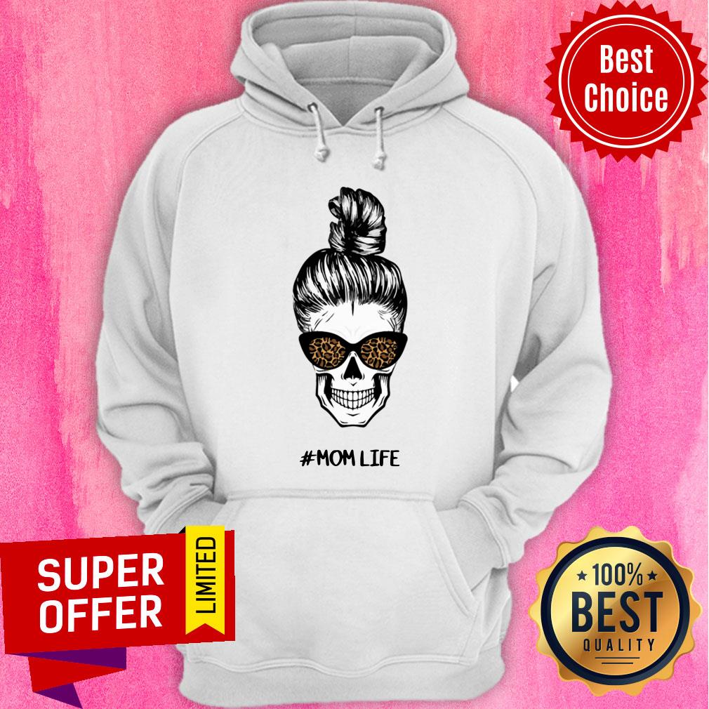 Skull Mom Life Messy Bun Leopard Day Of The Dead Shirt