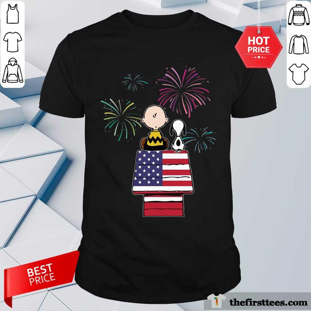 Snoopy And Charlie Brown American Flag Shirt