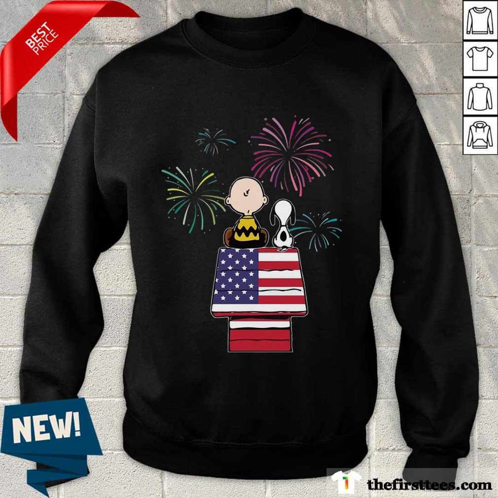 Snoopy And Charlie Brown American Flag Shirt