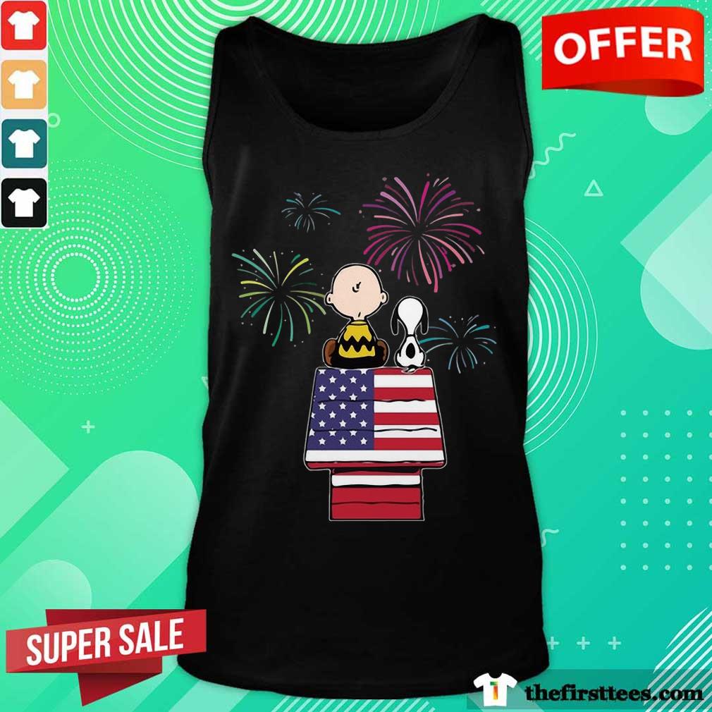 Snoopy And Charlie Brown American Flag Shirt