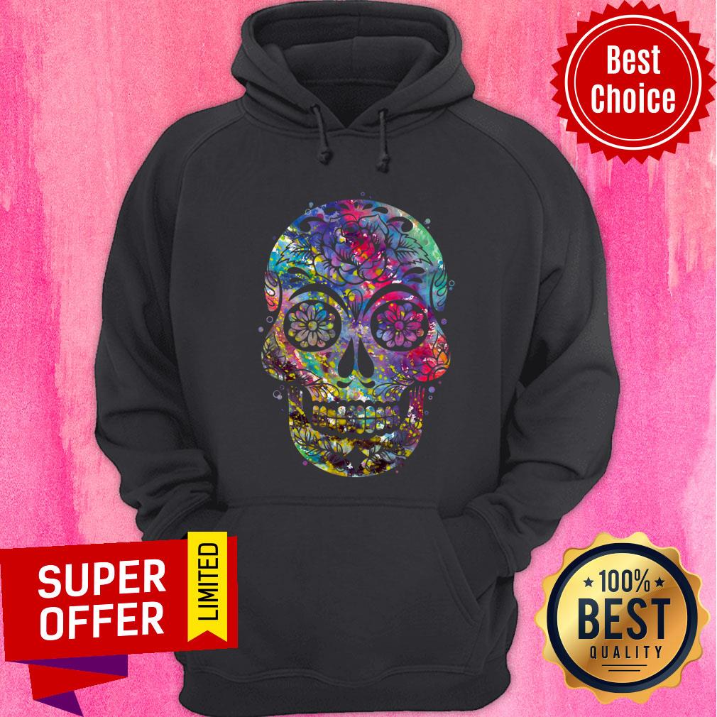 Sugar Skull Watercolor Day Of The Dead Dia De Muertos Shirt