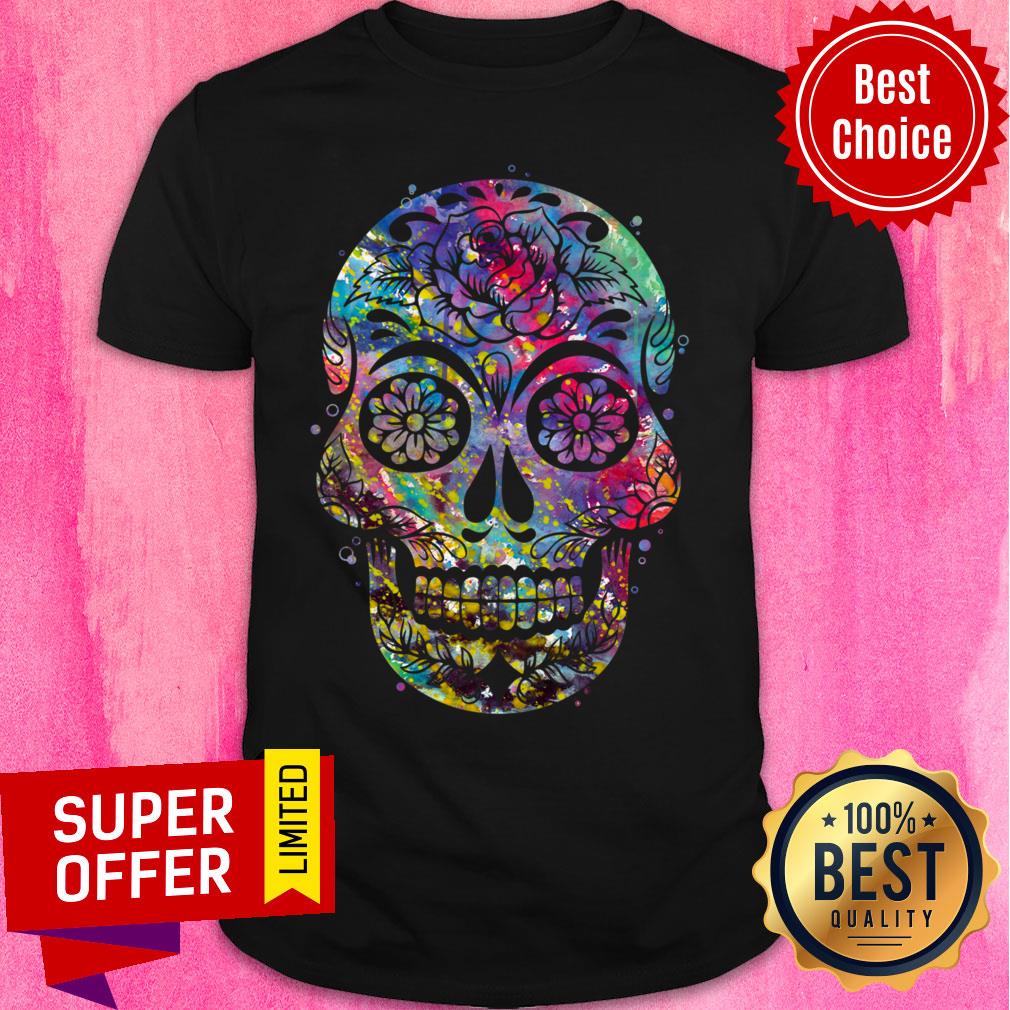 Sugar Skull Watercolor Day Of The Dead Dia De Muertos Shirt